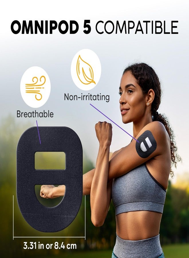 Adamson Omnipod 5 Overpatches – 25 Waterproof Omnipod 5 Adhesive Patches, Sweatproof & Skin-Friendly, No Glue on Center, Easy to Apply & Remove, Secure Hold for Active Lifestyles – Black - Image 2